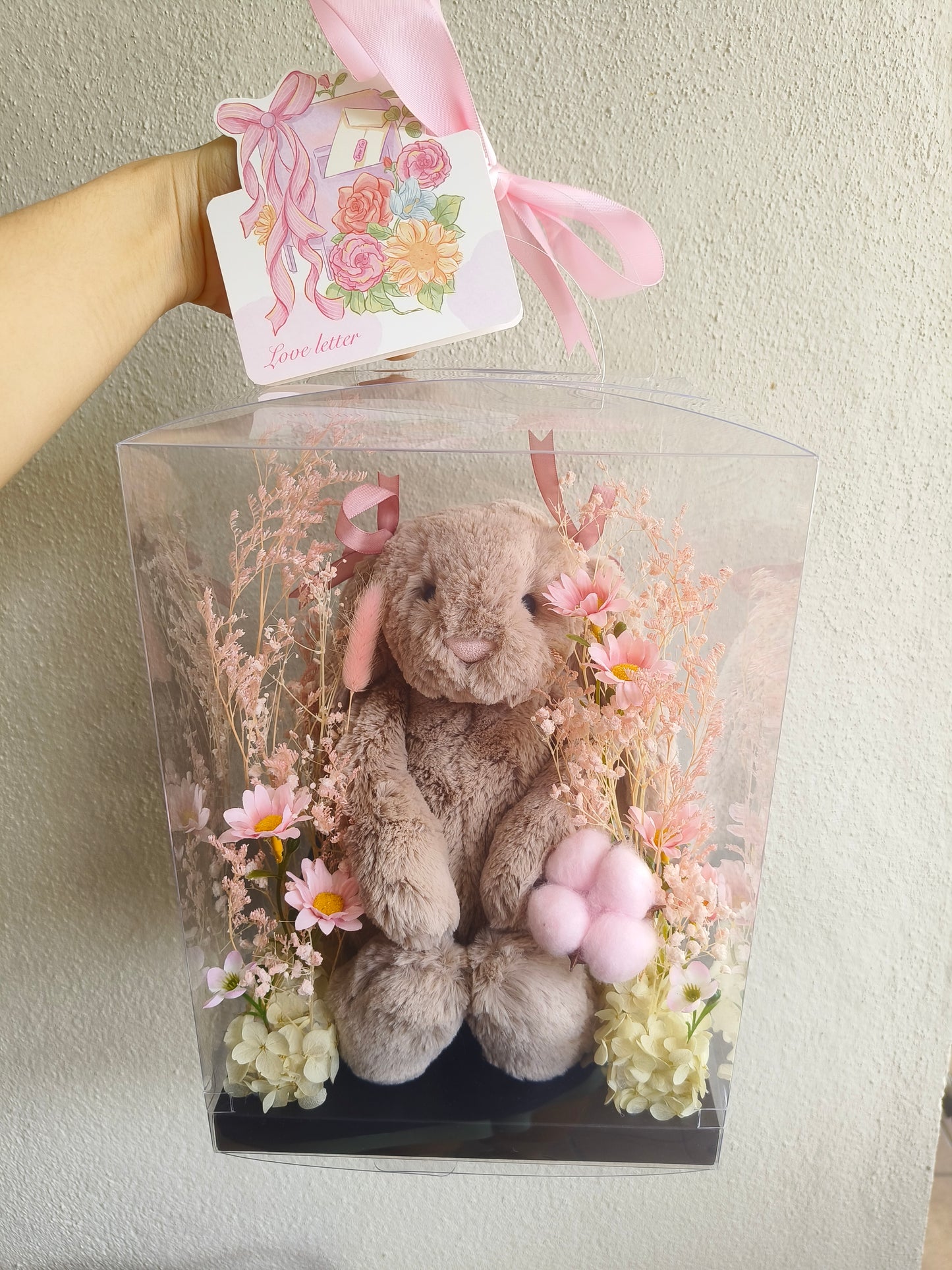 Authentic Jellycat London Bashful Bunny 31cm Custom Eternal Flower Gift Box Stable Display & Shippable Plushie