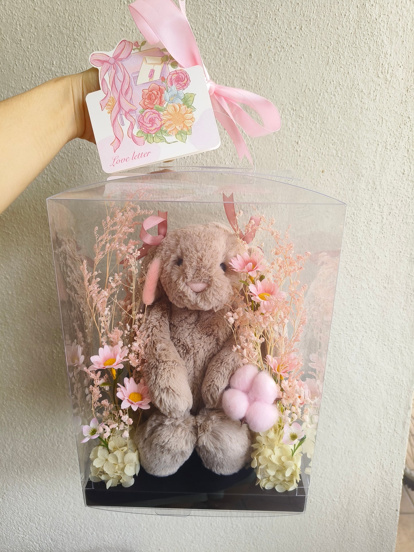 Authentic Jellycat London Bashful Bunny 31cm Custom Eternal Flower Gift Box Stable Display & Shippable Plushie