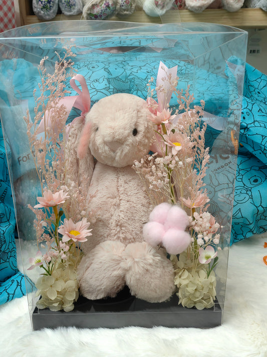 Authentic Jellycat London Bashful Bunny 31cm Custom Eternal Flower Gift Box Stable Display & Shippable Plushie