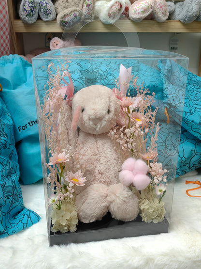 Authentic Jellycat London Bashful Bunny 31cm Custom Eternal Flower Gift Box Stable Display & Shippable Plushie